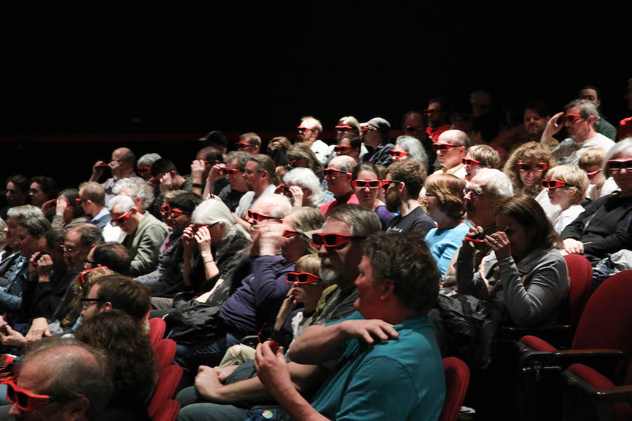 audience at a 3D film showing
