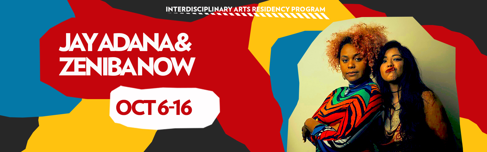 hero image announcing October 6 through 16 residency of Jay Adana and Zeniba Now