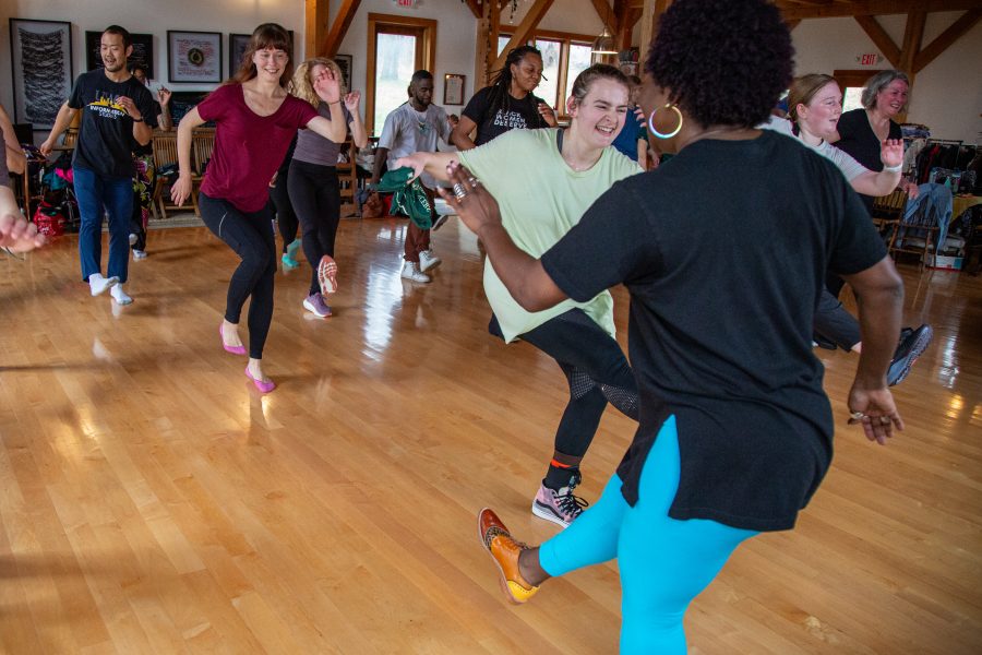 photograph of dancer LaTasha Barnes leading a dance class