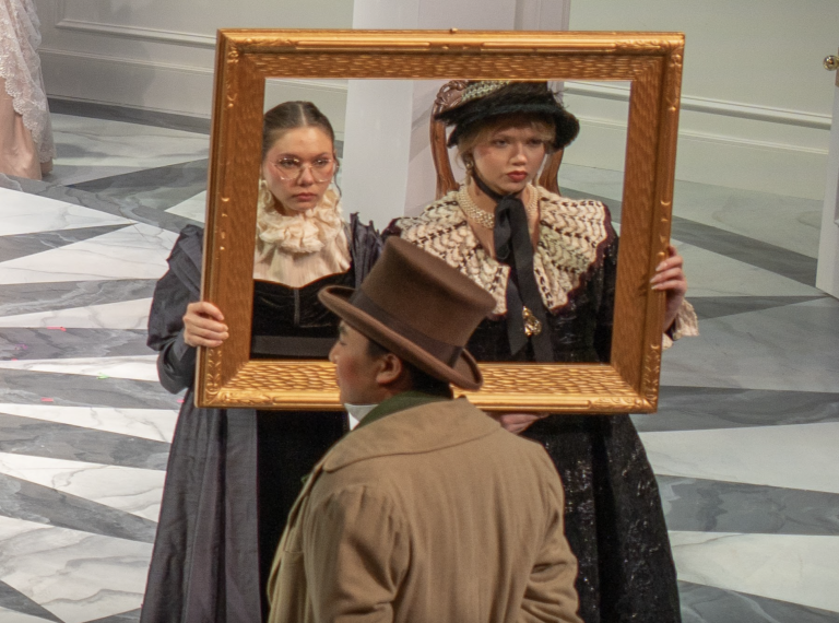 performers in historical costumes on a stage